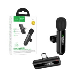 Microfone Sem Fio Hoco L20 Fair Lavalier com conector Tipo-C Preto